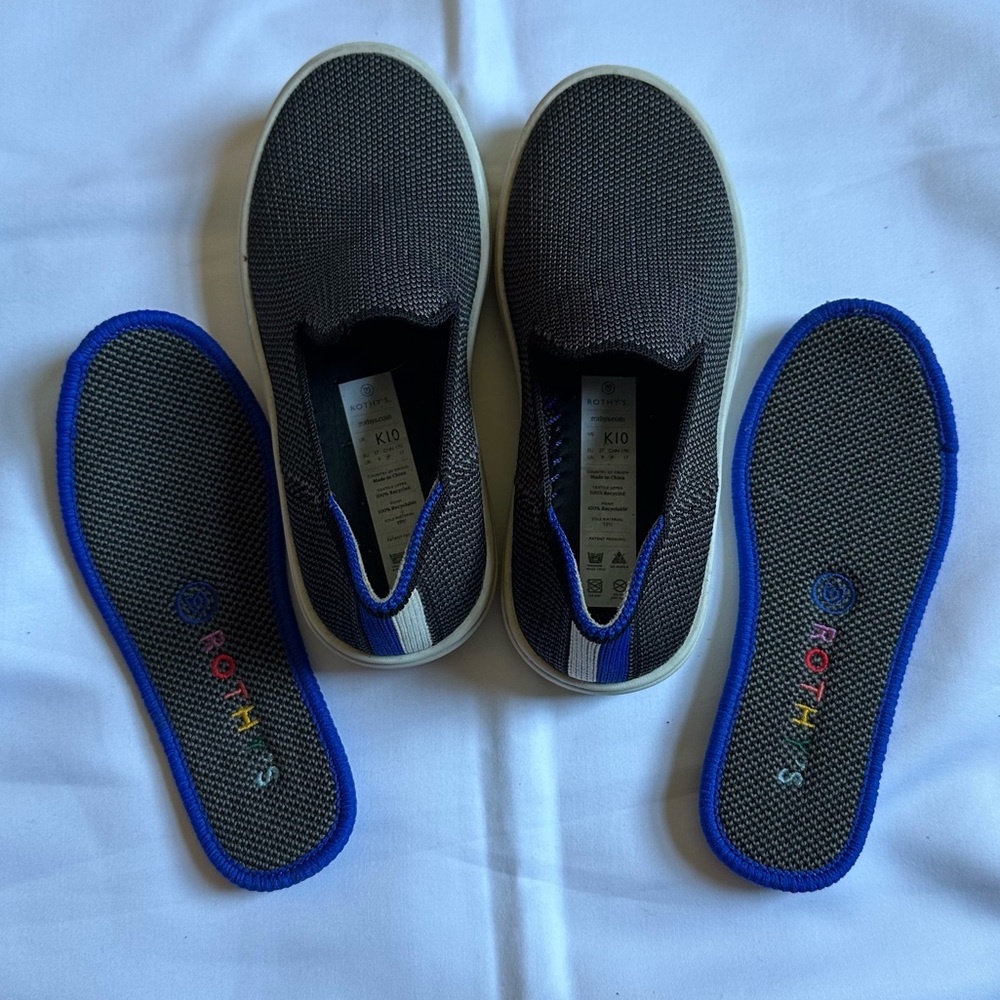 Rothy’s children’s slip on sneakers steel grey size 10